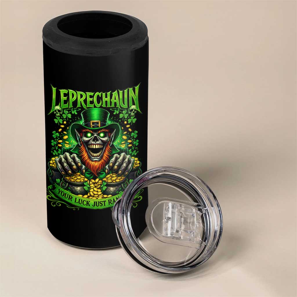 St Patricks Day Horror Leprechaun 4 in 1 Can Cooler Tumbler Your Luck Just Ran Out Creepy St Pattys Day