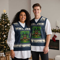 St Patricks Day Horror Leprechaun V-Neck Knit Sweater Vest Your Luck Just Ran Out Creepy St Pattys Day