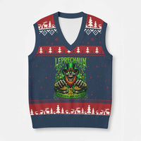 St Patricks Day Horror Leprechaun V-Neck Knit Sweater Vest Your Luck Just Ran Out Creepy St Pattys Day