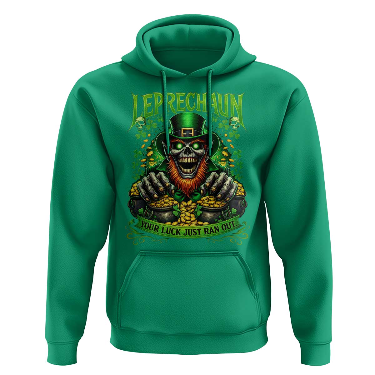 St Patricks Day Horror Leprechaun Hoodie Your Luck Just Ran Out Creepy St Pattys Day