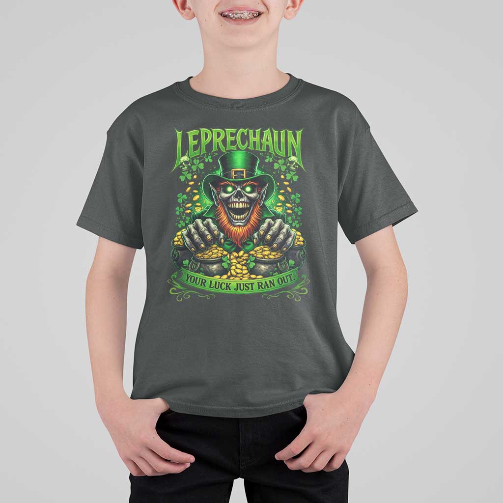 St Patricks Day Horror Leprechaun T Shirt For Kid Your Luck Just Ran Out Creepy St Pattys Day