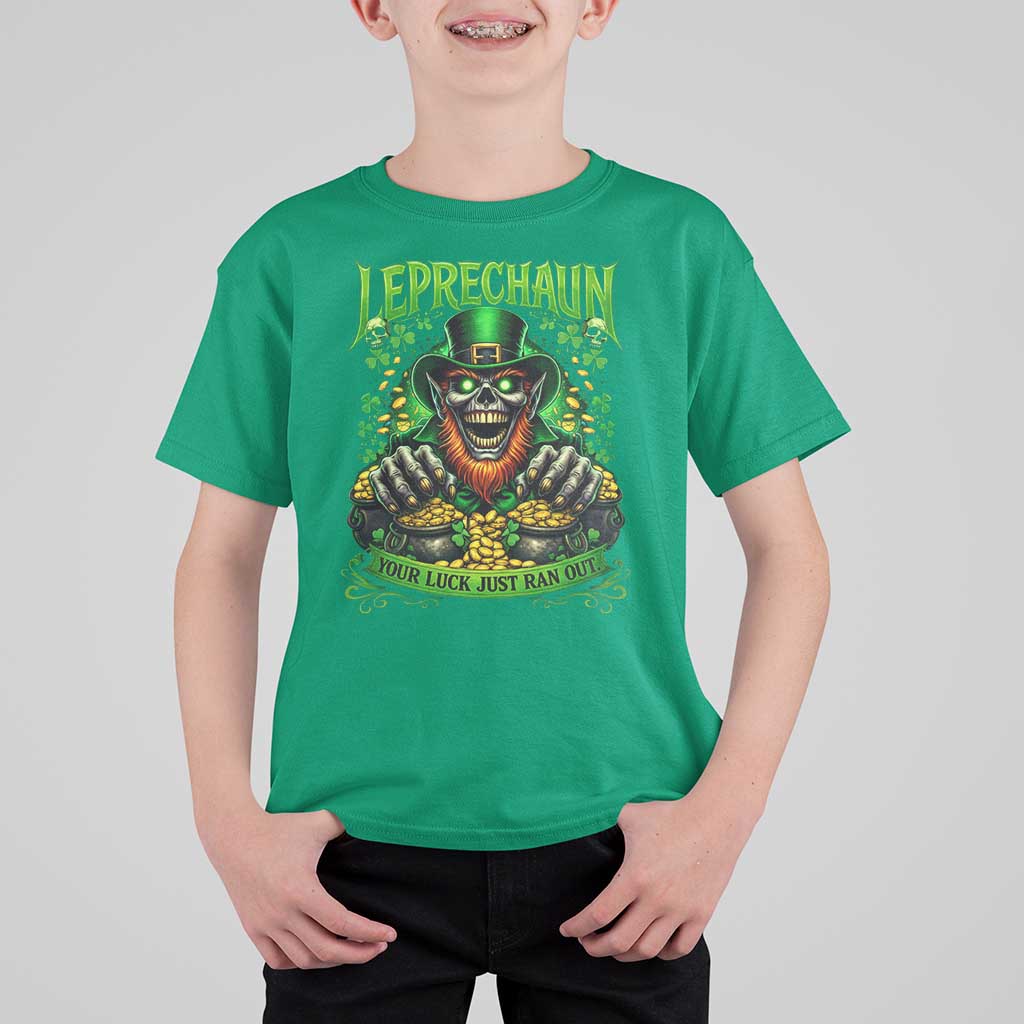 St Patricks Day Horror Leprechaun T Shirt For Kid Your Luck Just Ran Out Creepy St Pattys Day
