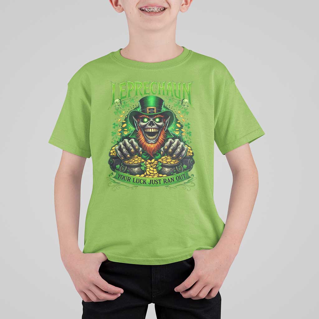 St Patricks Day Horror Leprechaun T Shirt For Kid Your Luck Just Ran Out Creepy St Pattys Day