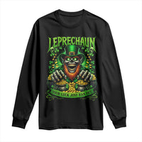 St Patricks Day Horror Leprechaun Long Sleeve Shirt Your Luck Just Ran Out Creepy St Pattys Day