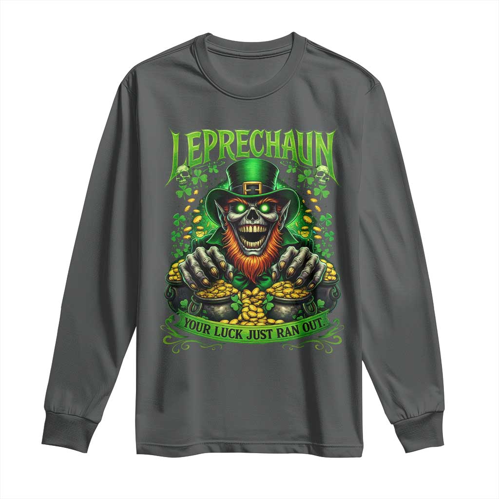 St Patricks Day Horror Leprechaun Long Sleeve Shirt Your Luck Just Ran Out Creepy St Pattys Day