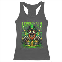 St Patricks Day Horror Leprechaun Racerback Tank Top Your Luck Just Ran Out Creepy St Pattys Day