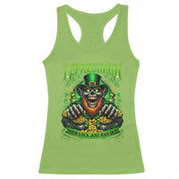 St Patricks Day Horror Leprechaun Racerback Tank Top Your Luck Just Ran Out Creepy St Pattys Day