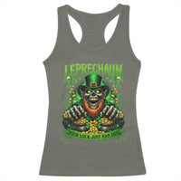 St Patricks Day Horror Leprechaun Racerback Tank Top Your Luck Just Ran Out Creepy St Pattys Day