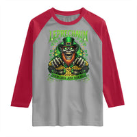 St Patricks Day Horror Leprechaun Raglan Shirt Your Luck Just Ran Out Creepy St Pattys Day