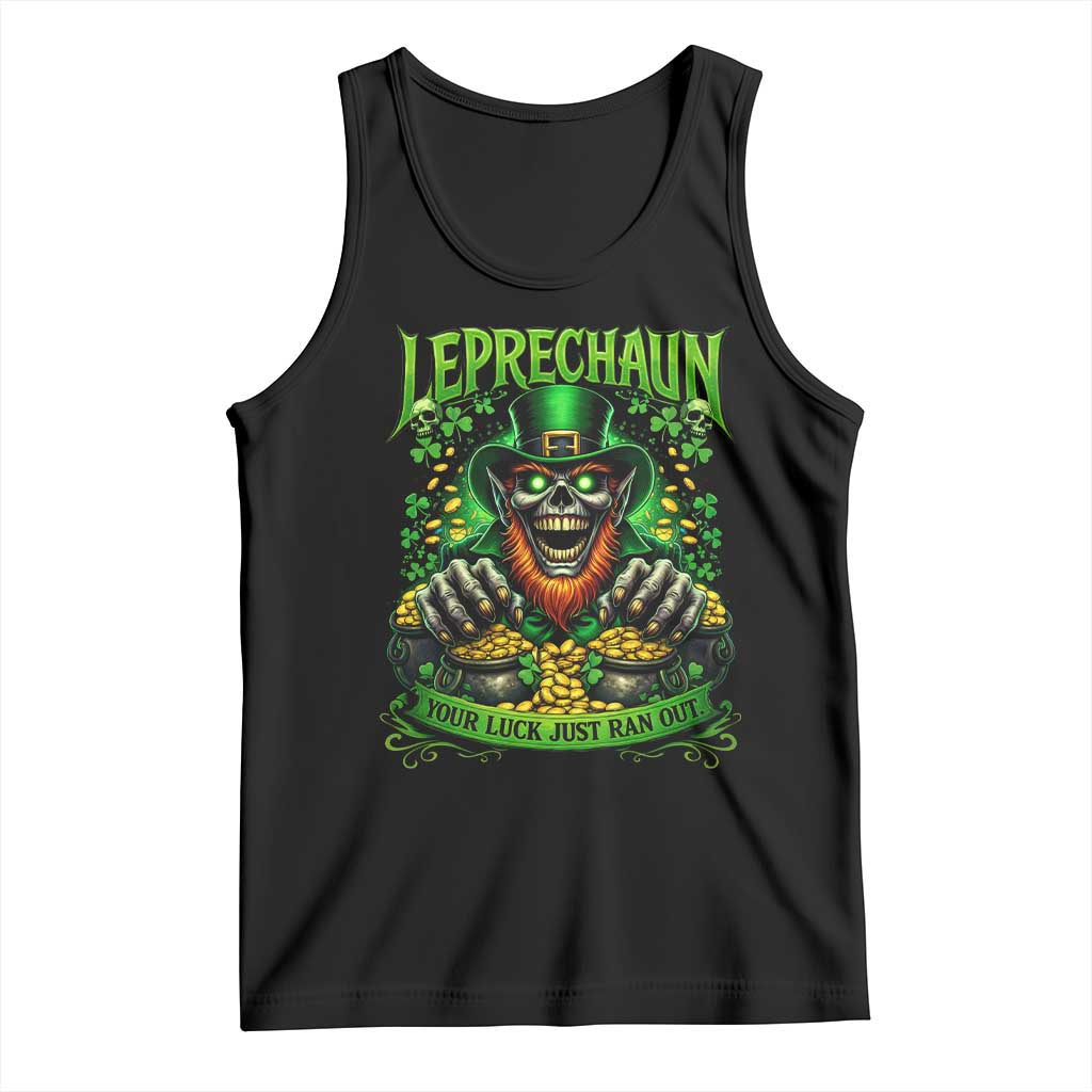 St Patricks Day Horror Leprechaun Tank Top Your Luck Just Ran Out Creepy St Pattys Day