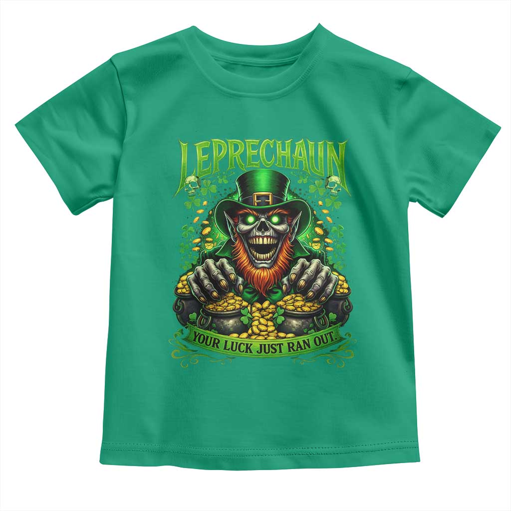 St Patricks Day Horror Leprechaun Toddler T Shirt Your Luck Just Ran Out Creepy St Pattys Day