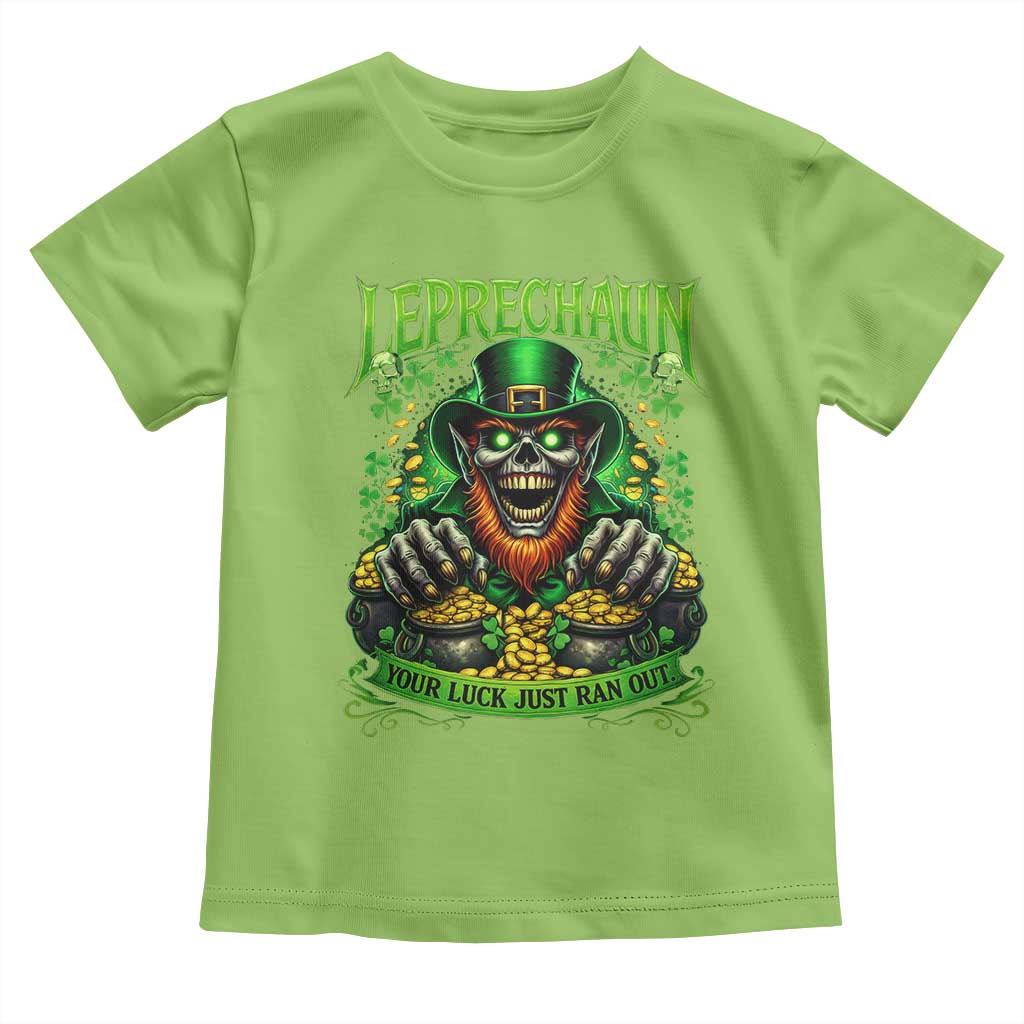 St Patricks Day Horror Leprechaun Toddler T Shirt Your Luck Just Ran Out Creepy St Pattys Day