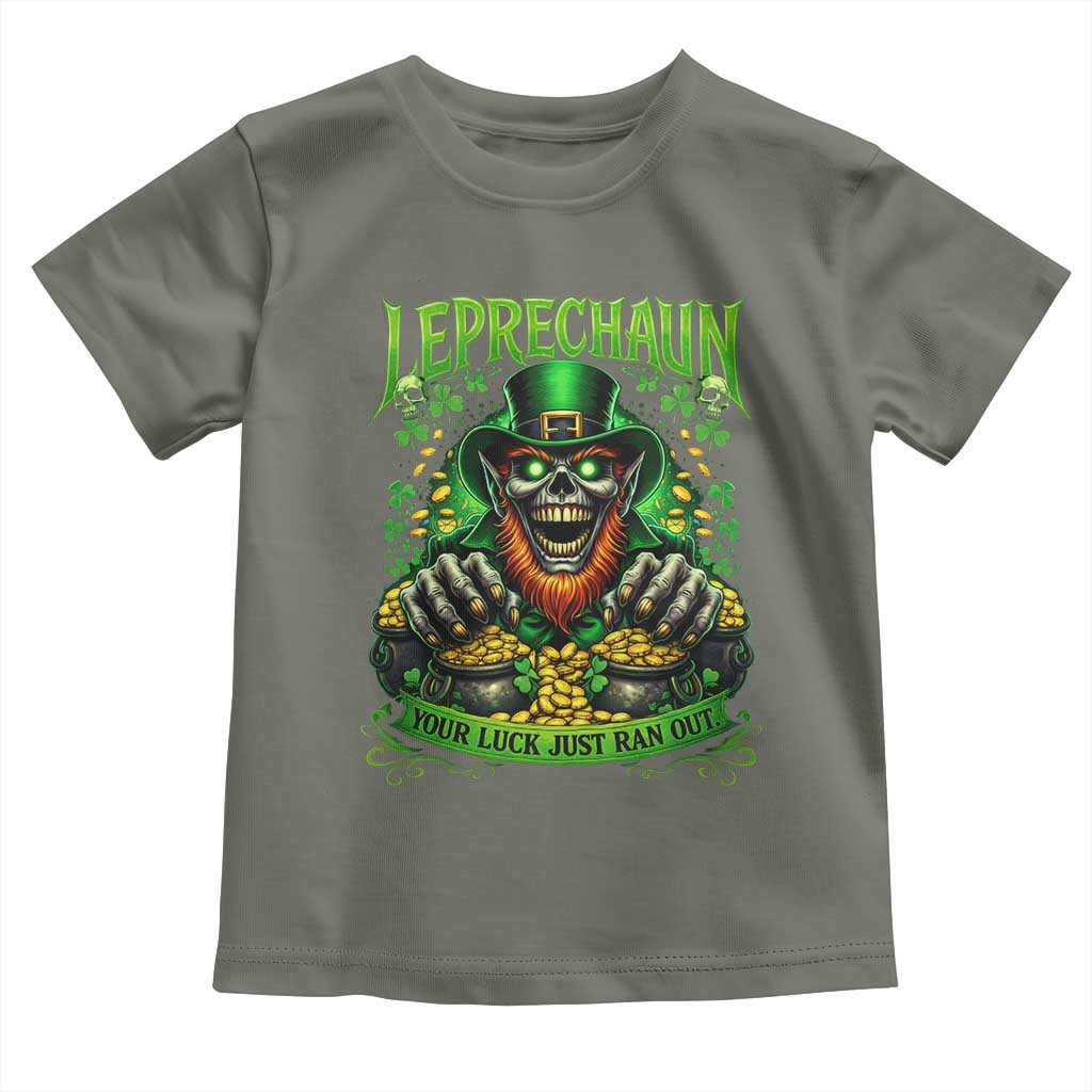 St Patricks Day Horror Leprechaun Toddler T Shirt Your Luck Just Ran Out Creepy St Pattys Day