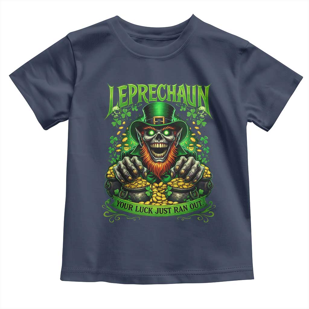 St Patricks Day Horror Leprechaun Toddler T Shirt Your Luck Just Ran Out Creepy St Pattys Day