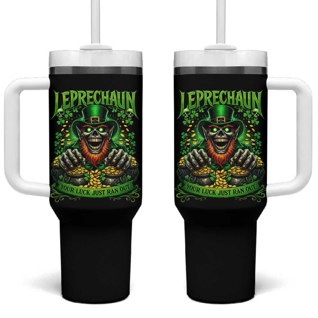 St Patricks Day Horror Leprechaun Tumbler With Handle Your Luck Just Ran Out Creepy St Pattys Day