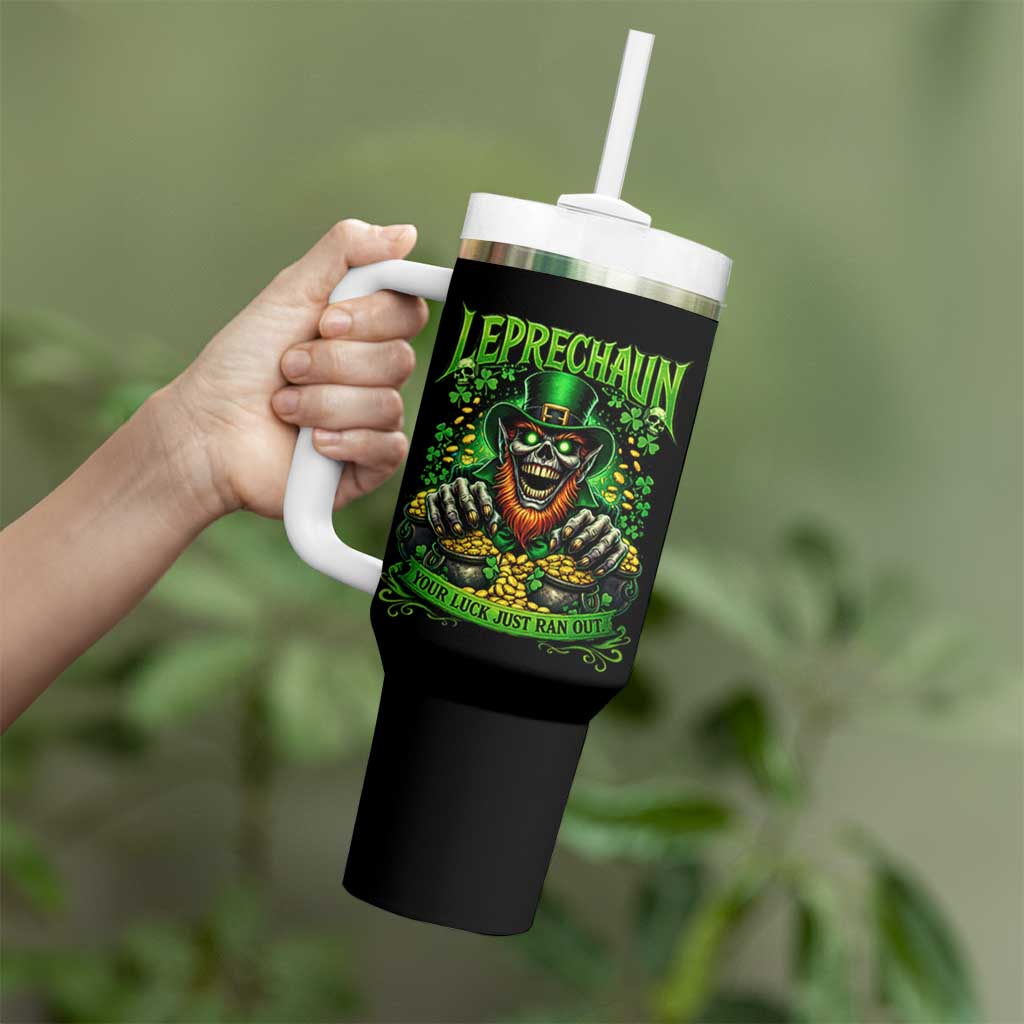 St Patricks Day Horror Leprechaun Tumbler With Handle Your Luck Just Ran Out Creepy St Pattys Day