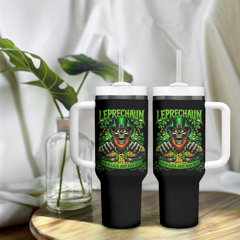 St Patricks Day Horror Leprechaun Tumbler With Handle Your Luck Just Ran Out Creepy St Pattys Day