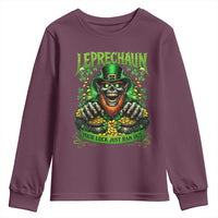 St Patricks Day Horror Leprechaun Youth Sweatshirt Your Luck Just Ran Out Creepy St Pattys Day
