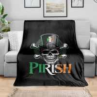 Funny St Patricks Day Pirate Throw Blanket Pirish Vintage Irish Pirate Skull