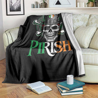 Funny St Patricks Day Pirate Throw Blanket Pirish Vintage Irish Pirate Skull