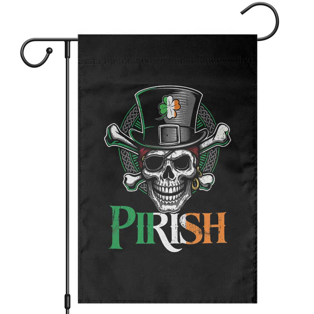 Funny St Patricks Day Pirate Garden Flag Pirish Vintage Irish Pirate Skull
