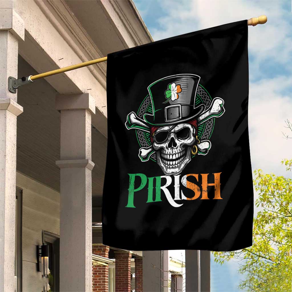 Funny St Patricks Day Pirate Garden Flag Pirish Vintage Irish Pirate Skull