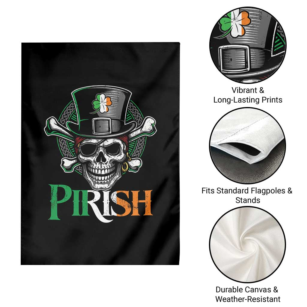 Funny St Patricks Day Pirate Garden Flag Pirish Vintage Irish Pirate Skull