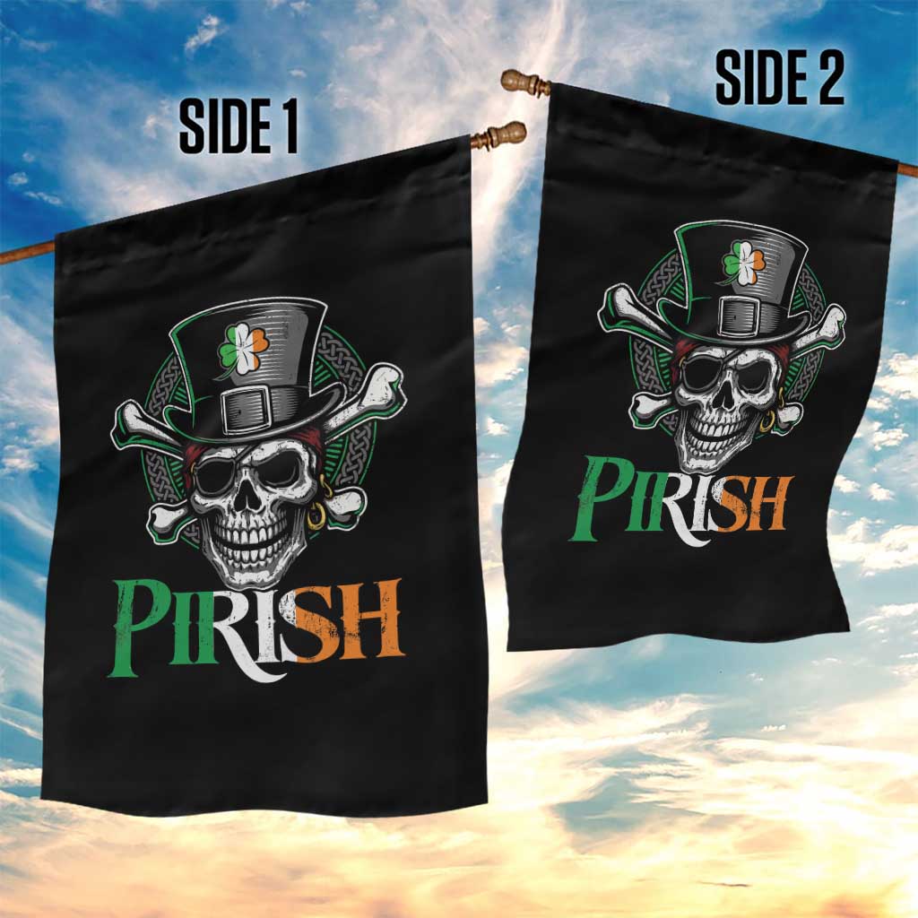 Funny St Patricks Day Pirate Garden Flag Pirish Vintage Irish Pirate Skull