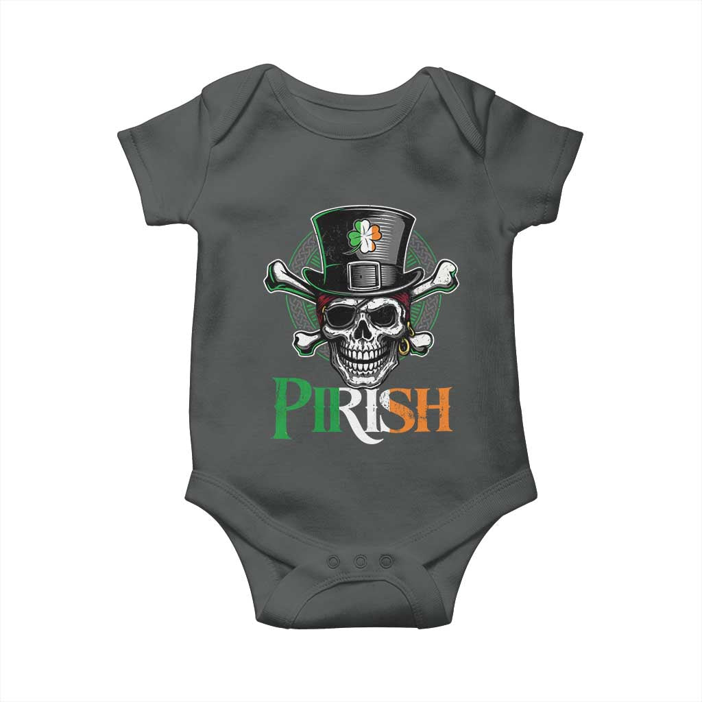 Funny St Patricks Day Pirate Baby Onesie Pirish Vintage Irish Pirate Skull