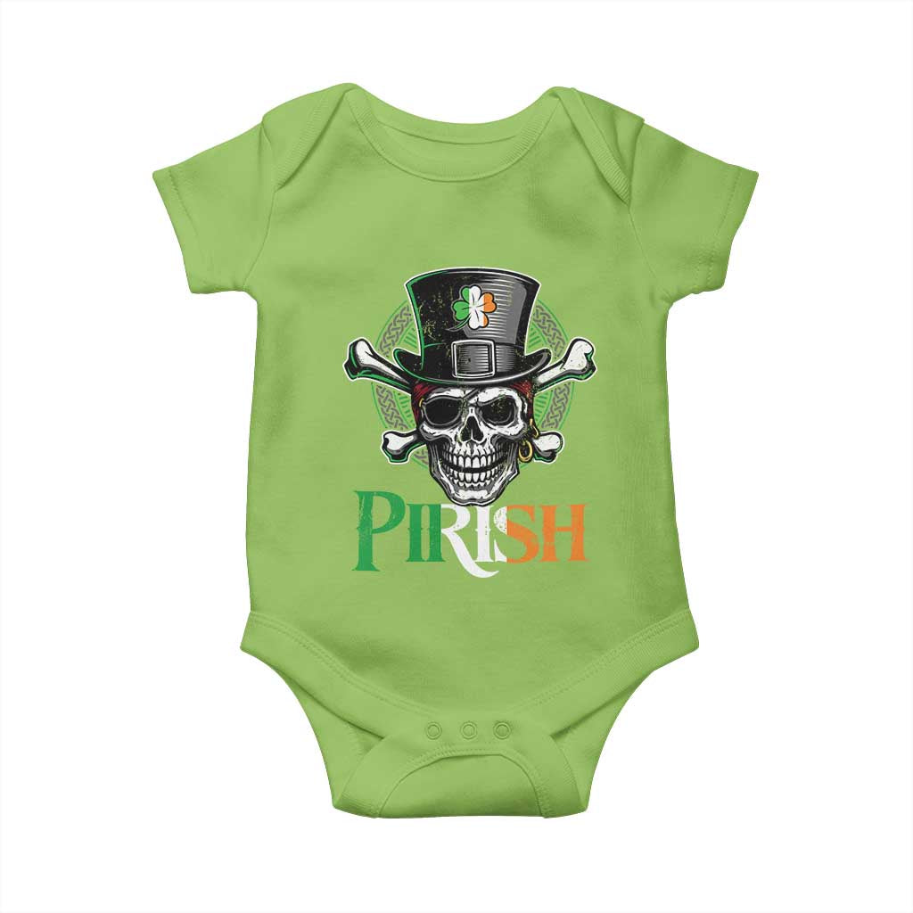 Funny St Patricks Day Pirate Baby Onesie Pirish Vintage Irish Pirate Skull