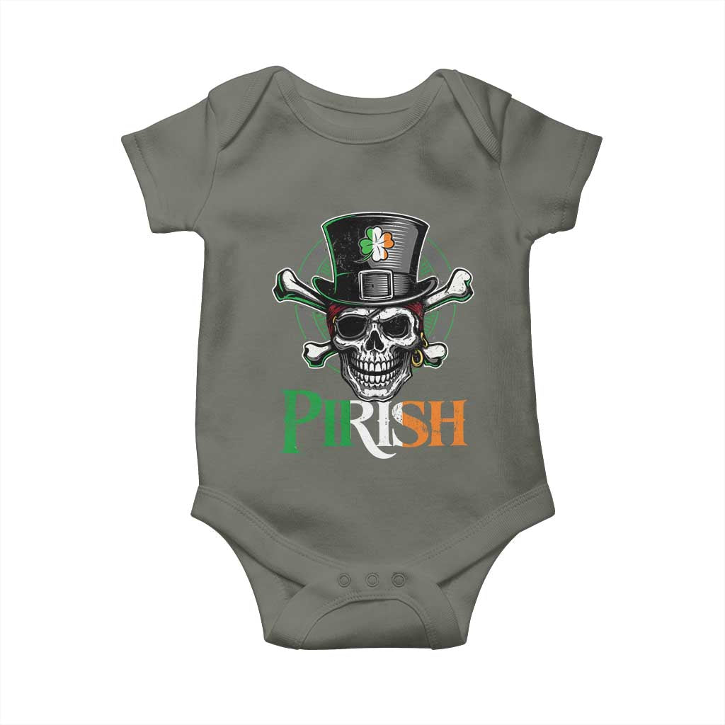 Funny St Patricks Day Pirate Baby Onesie Pirish Vintage Irish Pirate Skull