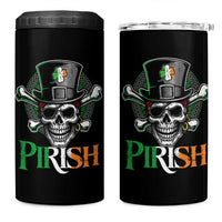 Funny St Patricks Day Pirate 4 in 1 Can Cooler Tumbler Pirish Vintage Irish Pirate Skull
