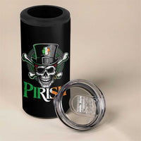 Funny St Patricks Day Pirate 4 in 1 Can Cooler Tumbler Pirish Vintage Irish Pirate Skull