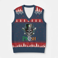 Funny St Patricks Day Pirate V-Neck Knit Sweater Vest Pirish Vintage Irish Pirate Skull