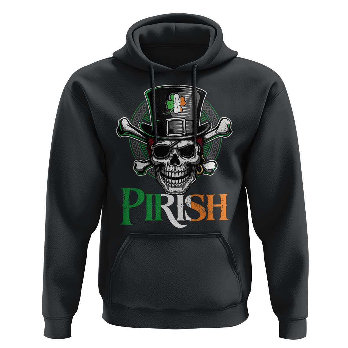 Funny St Patricks Day Pirate Hoodie Pirish Vintage Irish Pirate Skull
