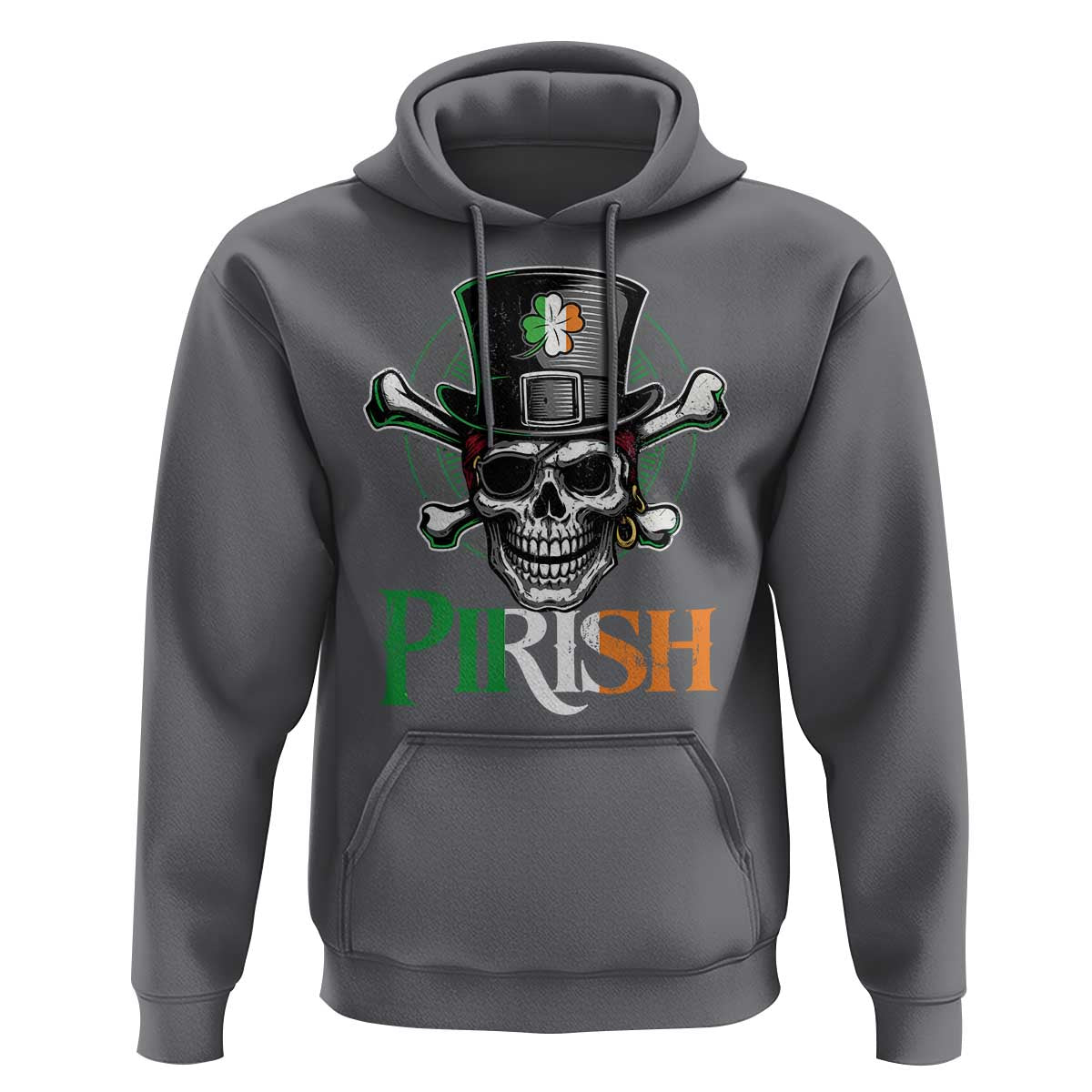 Funny St Patricks Day Pirate Hoodie Pirish Vintage Irish Pirate Skull