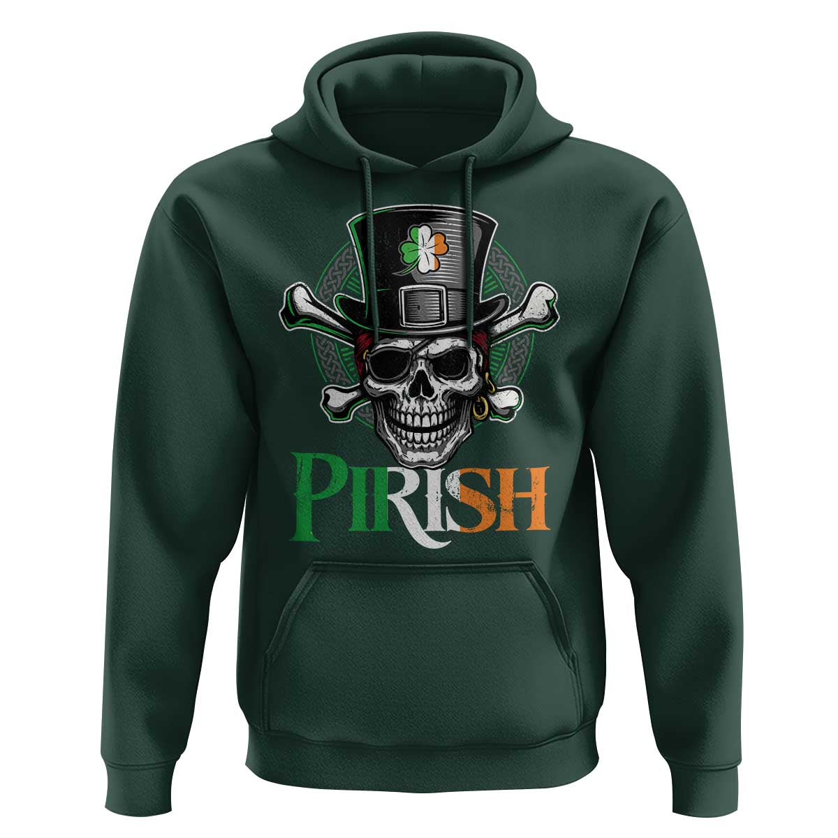 Funny St Patricks Day Pirate Hoodie Pirish Vintage Irish Pirate Skull