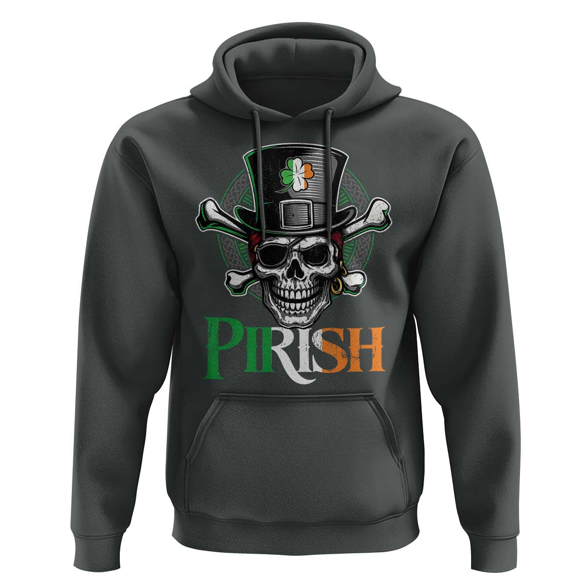 Funny St Patricks Day Pirate Hoodie Pirish Vintage Irish Pirate Skull