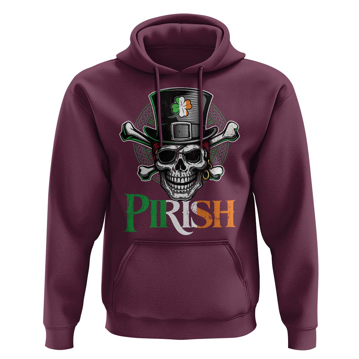 Funny St Patricks Day Pirate Hoodie Pirish Vintage Irish Pirate Skull