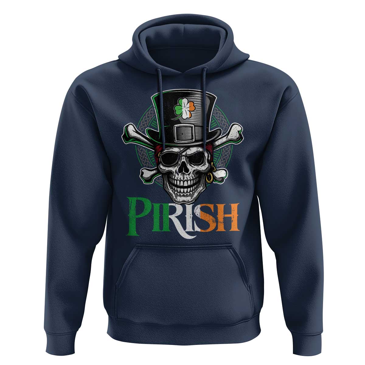 Funny St Patricks Day Pirate Hoodie Pirish Vintage Irish Pirate Skull