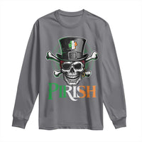 Funny St Patricks Day Pirate Long Sleeve Shirt Pirish Vintage Irish Pirate Skull