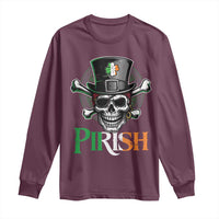 Funny St Patricks Day Pirate Long Sleeve Shirt Pirish Vintage Irish Pirate Skull