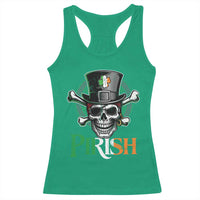 Funny St Patricks Day Pirate Racerback Tank Top Pirish Vintage Irish Pirate Skull