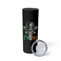 Funny St Patricks Day Pirate Skinny Tumbler Pirish Vintage Irish Pirate Skull