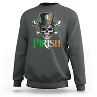 Funny St Patricks Day Pirate Sweatshirt Pirish Vintage Irish Pirate Skull