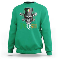 Funny St Patricks Day Pirate Sweatshirt Pirish Vintage Irish Pirate Skull