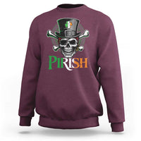 Funny St Patricks Day Pirate Sweatshirt Pirish Vintage Irish Pirate Skull