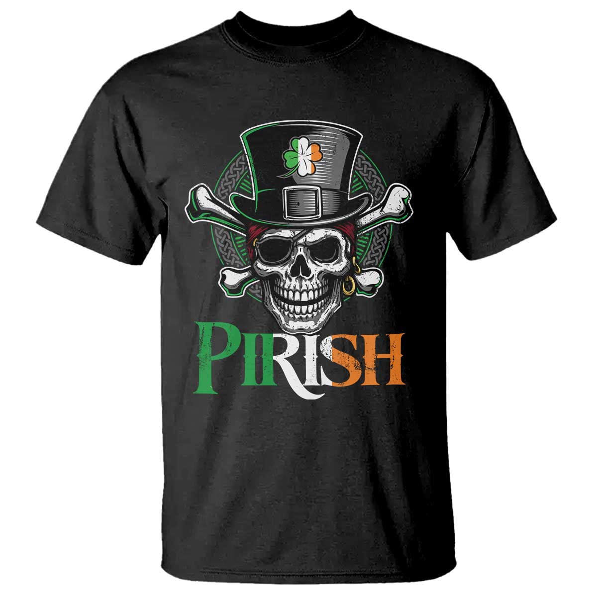 Funny St Patricks Day Pirate T Shirt Pirish Vintage Irish Pirate Skull