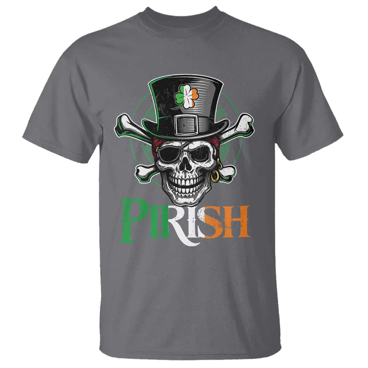 Funny St Patricks Day Pirate T Shirt Pirish Vintage Irish Pirate Skull