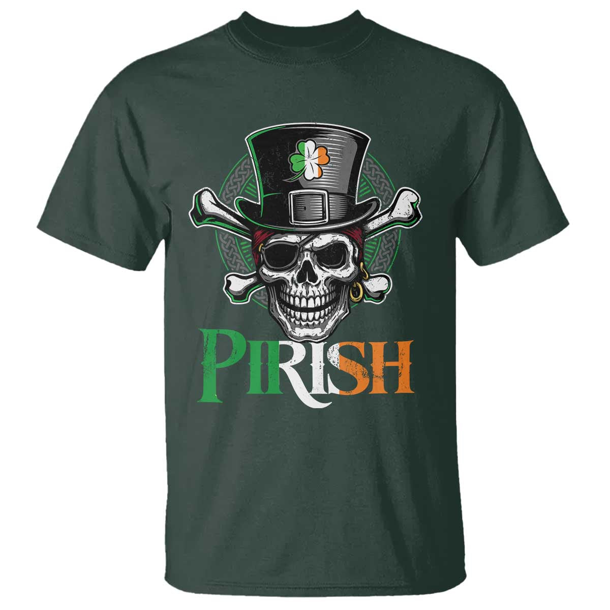 Funny St Patricks Day Pirate T Shirt Pirish Vintage Irish Pirate Skull